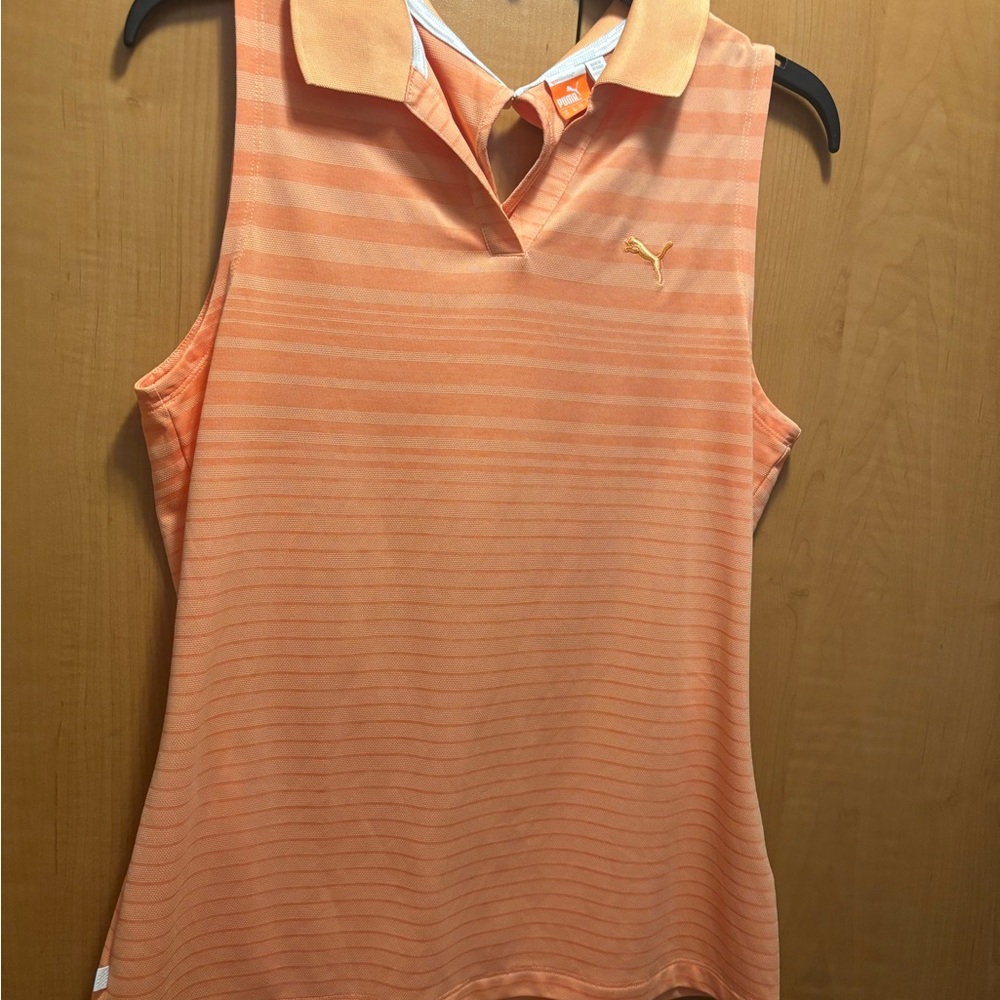 Puma Women's Orange Sleeveless Polo Top
